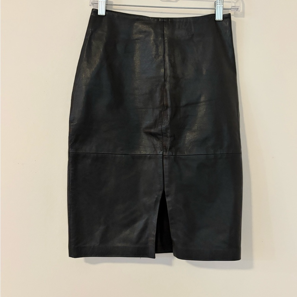 Anne Fontaine Black Leather Pencil Skirt